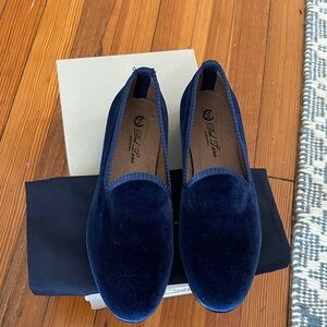 Del Toro Men's Velvet Loafers in Deep Blue